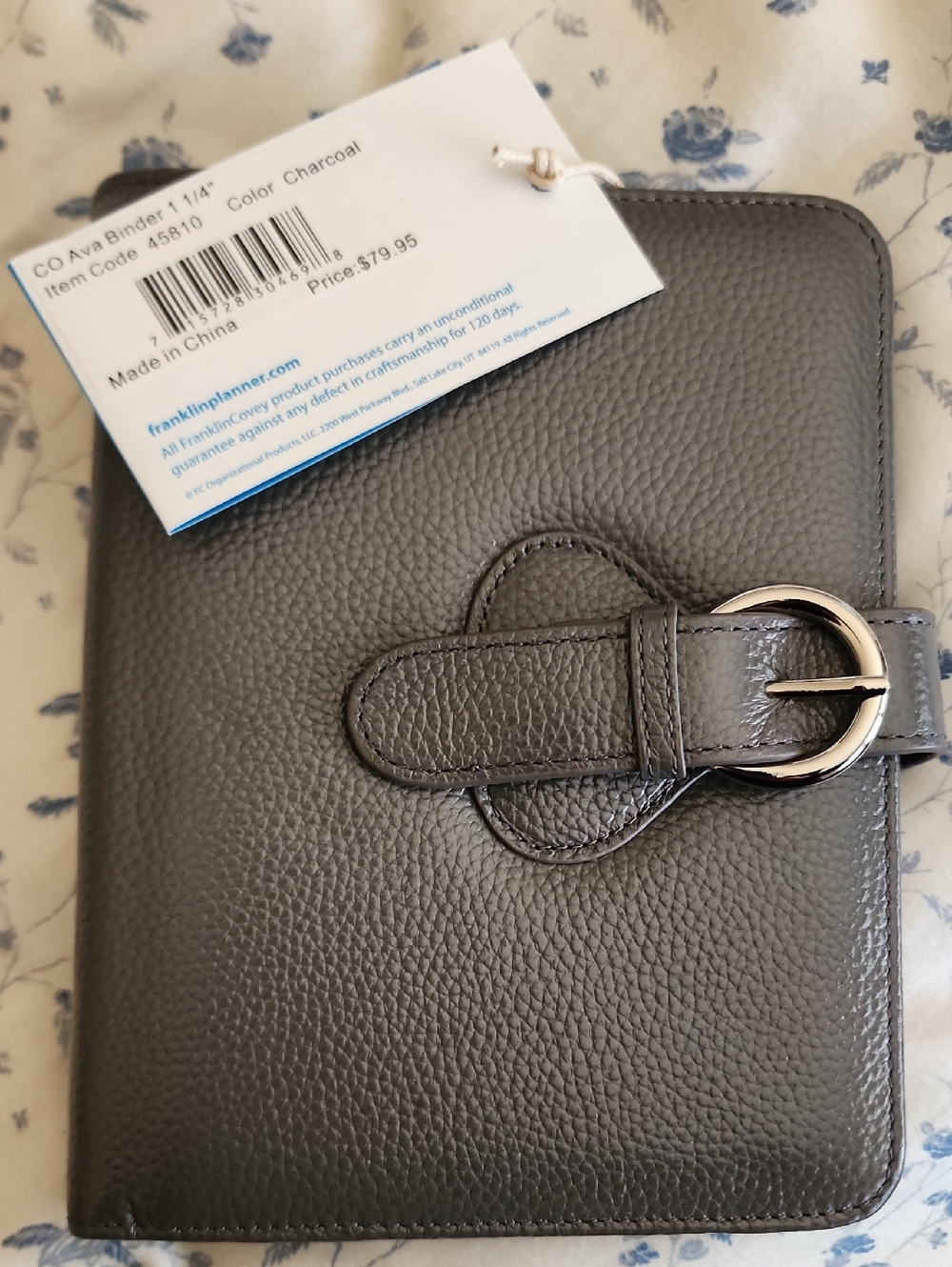 Franklin Covey Charcoal Pebbled Ava Binder 1 1/4"